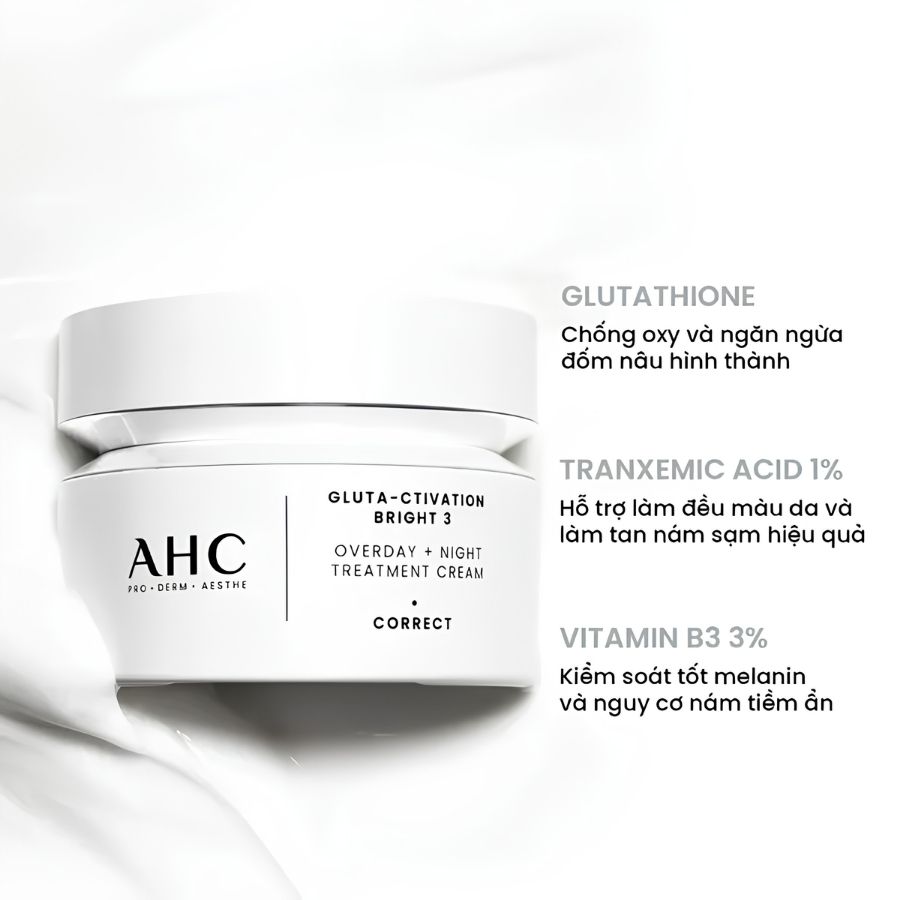 Kem Dưỡng AHC Pro Shot Gluta Ctivation Bright 3 50ml – Dưỡng Sáng Da, Mờ Thâm Nám, Cấp Ẩm & Hỗ Trợ Chống Lão Hóa