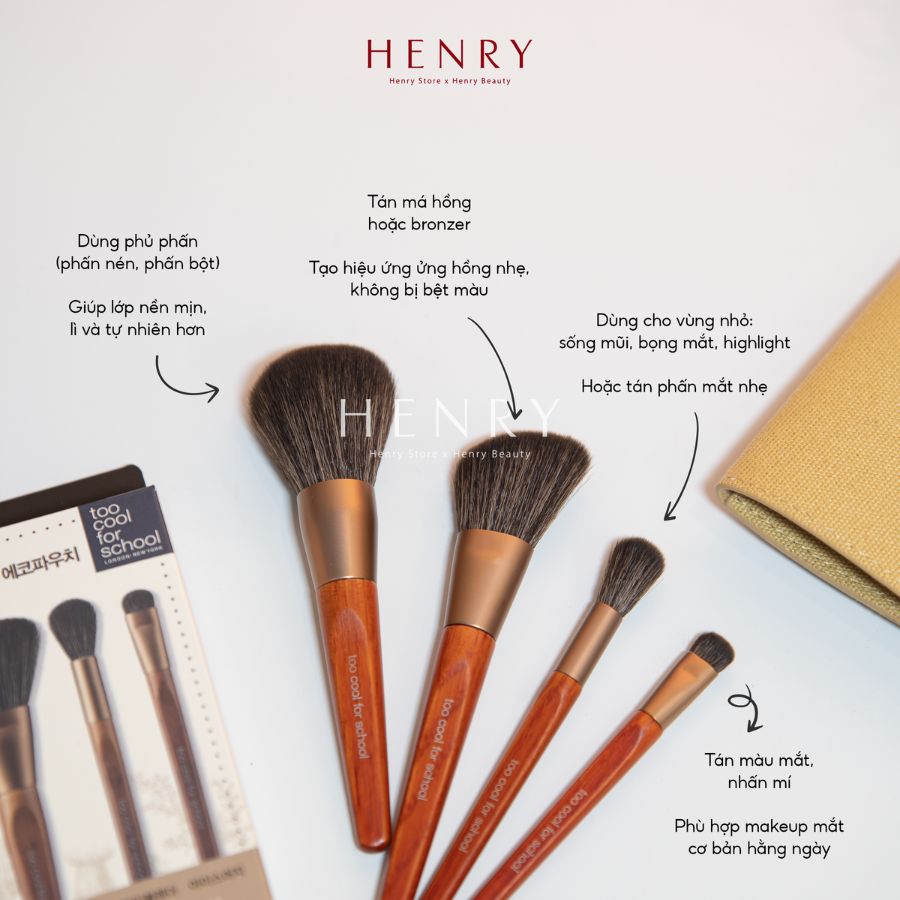 Bộ Cọ Trang Điểm Thuần Chay Too Cool For School Artist Vegan Brush Kit Chính Hãng