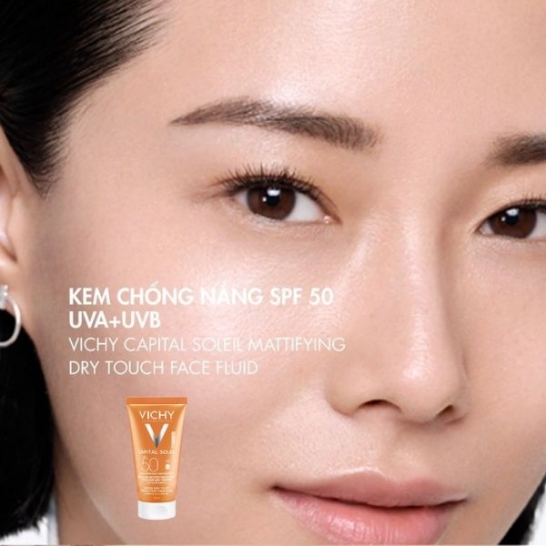 Kem Chống Nắng Vichy Capital Soleil Dry Touch Face Fluid SPF50+ 50ml – Kiềm Dầu, Bảo Vệ Da Toàn Diện & Nâng Tông Tự Nhiên