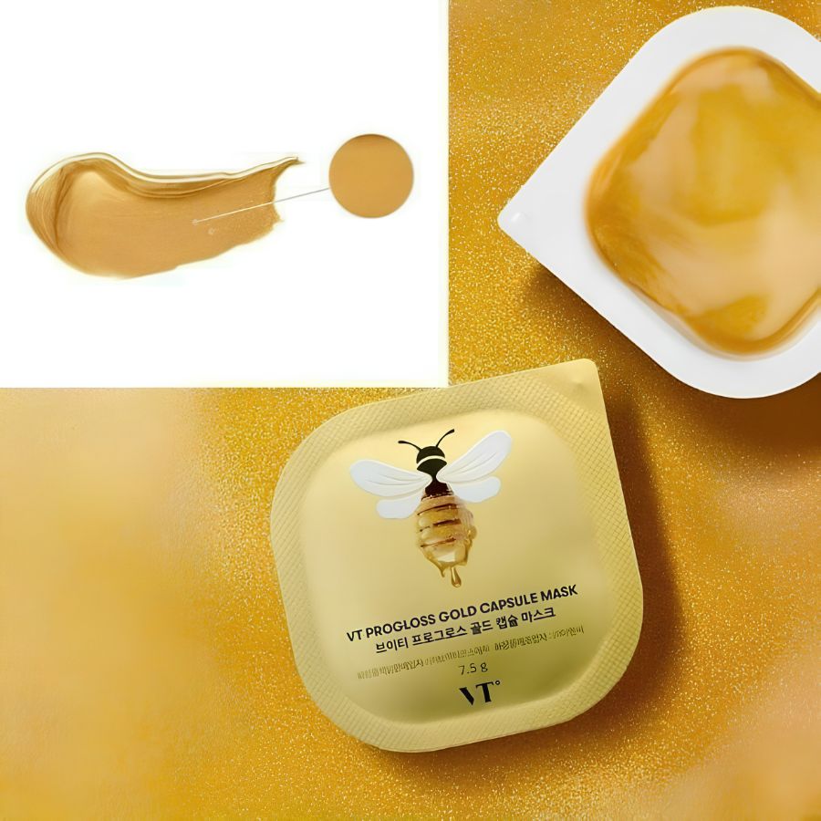 Set 3 Hộp Mặt Nạ Sữa Ong Chúa VT Progloss Gold Capsule Mask (7.5g x 3)