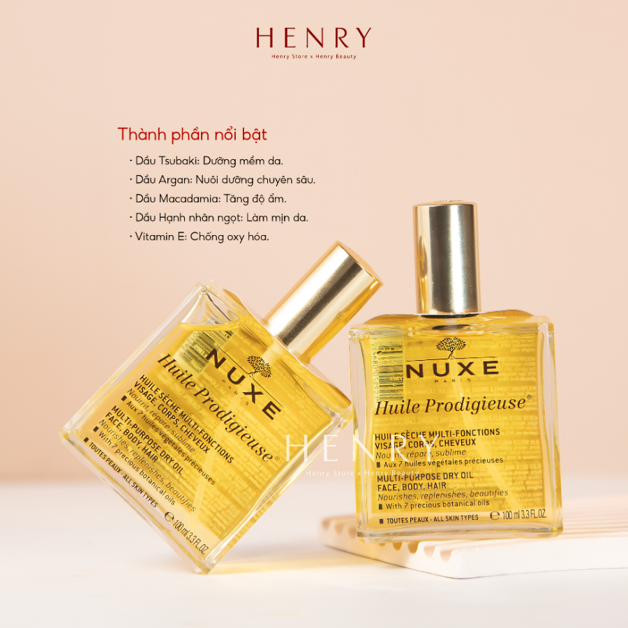 Dầu Dưỡng Đa Năng Nuxe Huile Prodigieuse Or Multi-Purpose Dry Oil 100ml – Dưỡng Ẩm, Nuôi Dưỡng Và Tạo Hiệu Ứng Lấp Lánh Sang Trọng