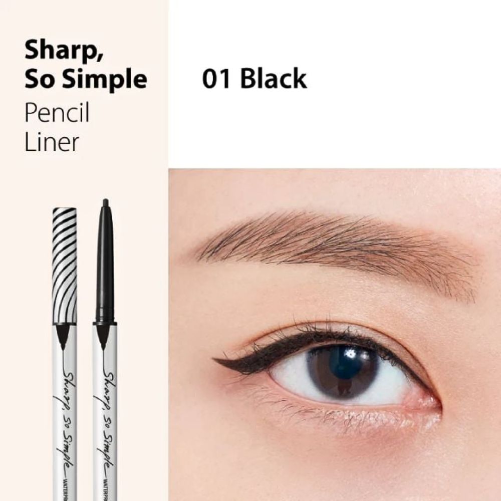 Chì Kẻ Mắt Clio Sharp, So Simple Waterproof Pencil Liner (Màu Đen), Siêu Mảnh, Siêu Lì
