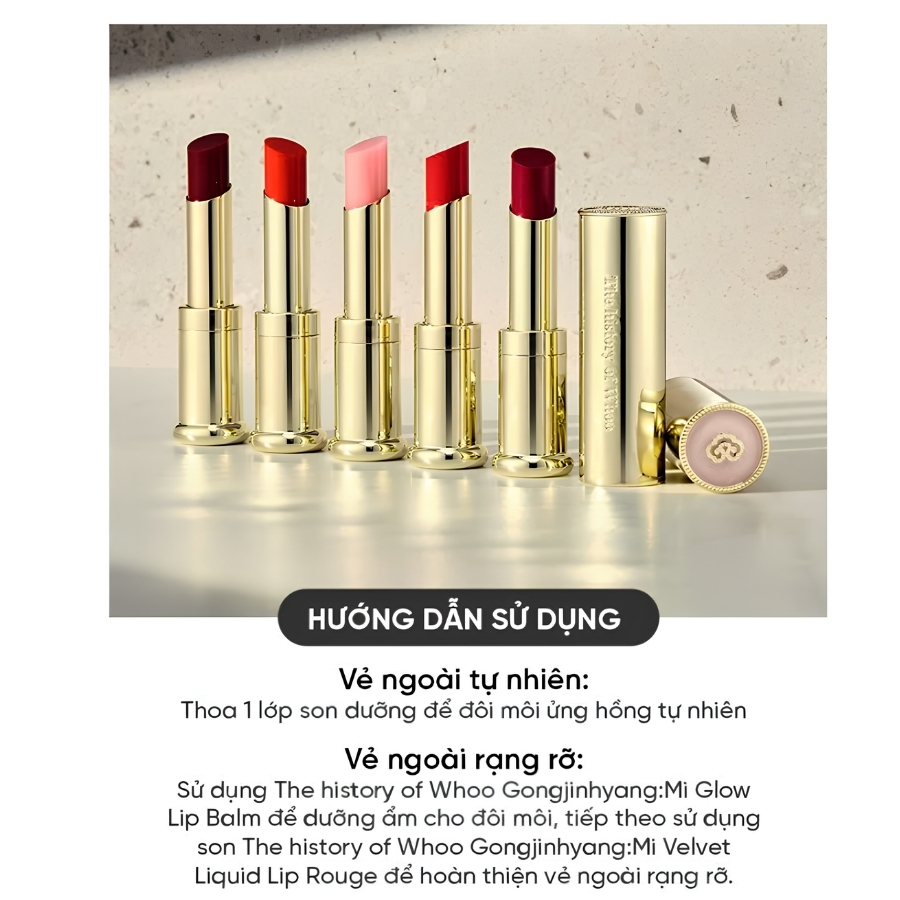 Son Dưỡng The History of Whoo Gongjinhyang Mi Glow Lip Balm 3.3g #Wine Red – Dưỡng Ẩm, Cho Môi Căng Mọng Và Sắc Đỏ Rượu Vang