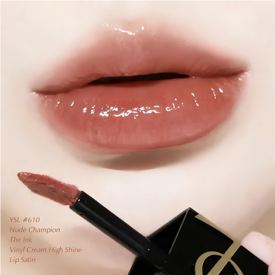 Son Yves Saint Laurent YSL The Inks Vinyl Cream Lip #610 Nude Champion 5.5ml – Cam Nude Bóng Mịn, Thanh Lịch