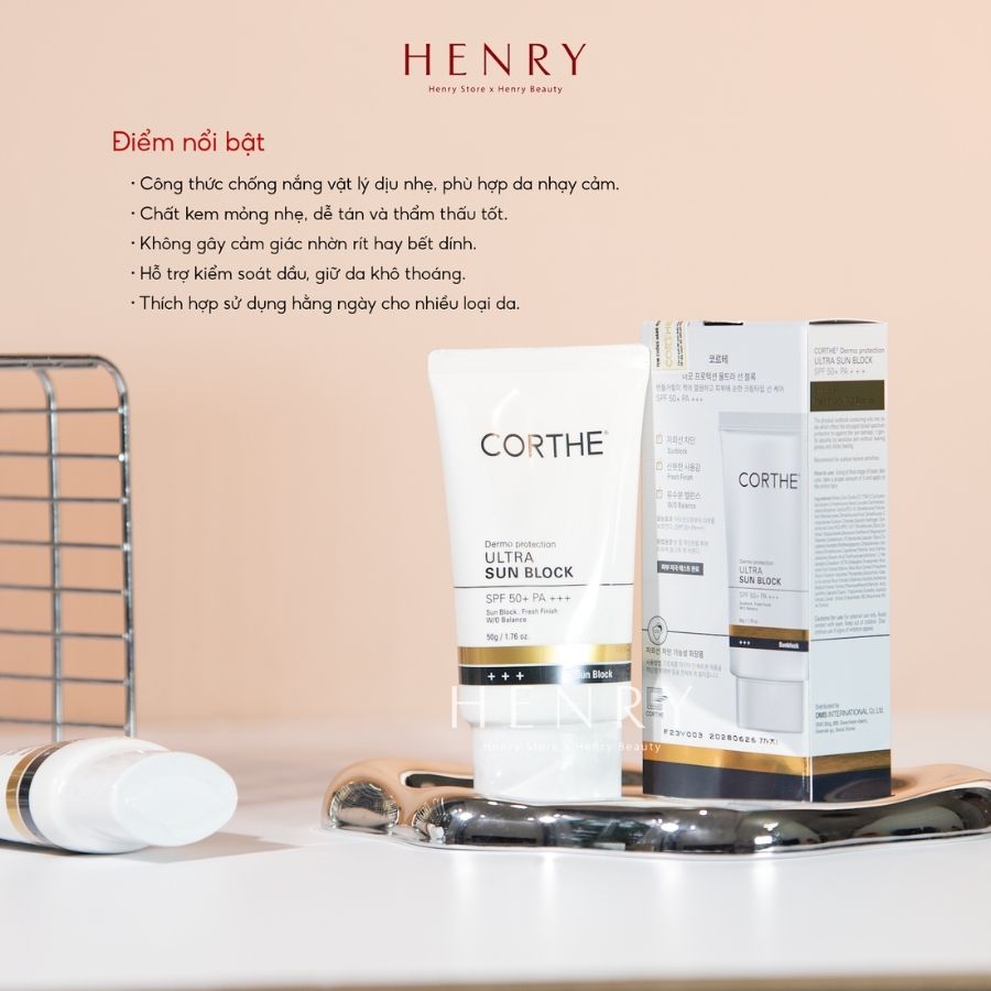 Kem Chống Nắng Corthe Dermo Protection Ultra Sun Block SPF50+ PA+++ 50g – Bảo Vệ Da Toàn Diện, Dịu Nhẹ Cho Mọi Loại Da