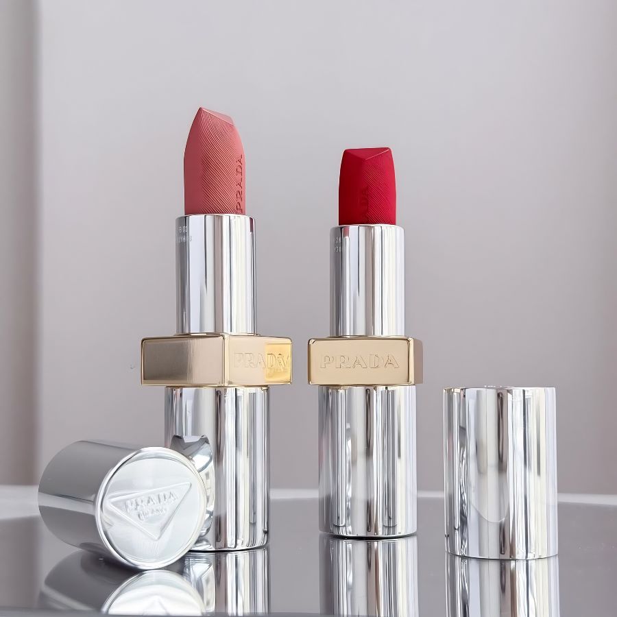 [Mini 1.3g] Son Lì Prada Monochrome Hyper Matte Lip #B03 Mahogany Nâu Đỏ Đất Trầm Ấm, Thời Thượng