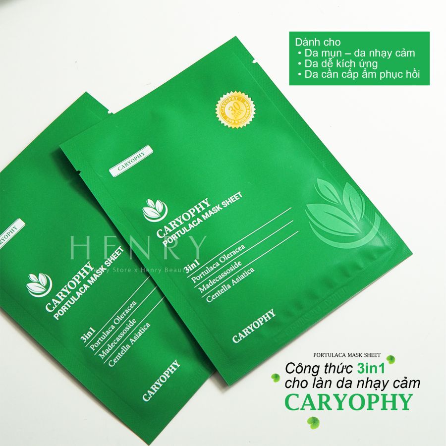[Hàng Công Ty] Mặt Nạ Miếng Dành Cho Da Dầu Mụn Caryophy Portulaca Mask Sheet