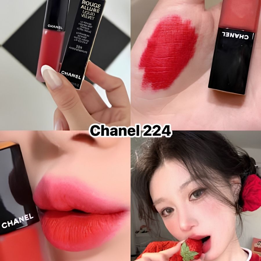 Son Kem Chanel Rouge Allure Liquid Velvet 224 Passionnante 6ml - Màu Đỏ Cam Quyến Rũ, Sang Trọng