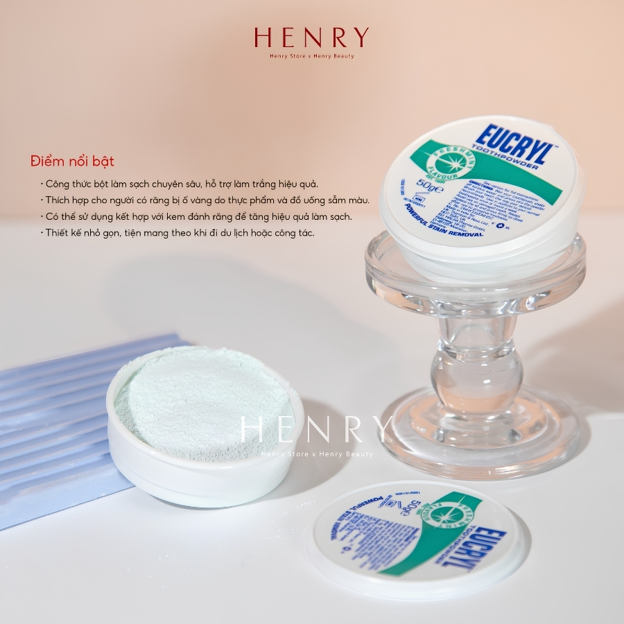 Bột đánh trắng răng Eucryl Toothpowder 50g
