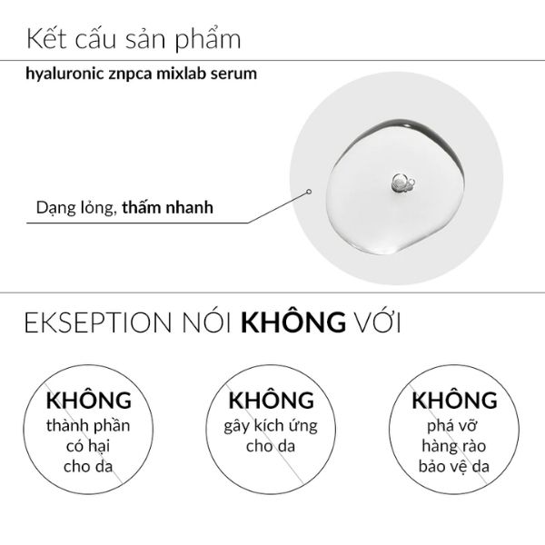 Serum Ekseption Hyaluronic ZnPCA Mixlab 75ml – Kiềm Dầu, Hỗ Trợ Giảm Mụn & Cấp Ẩm Cho Da Dầu
