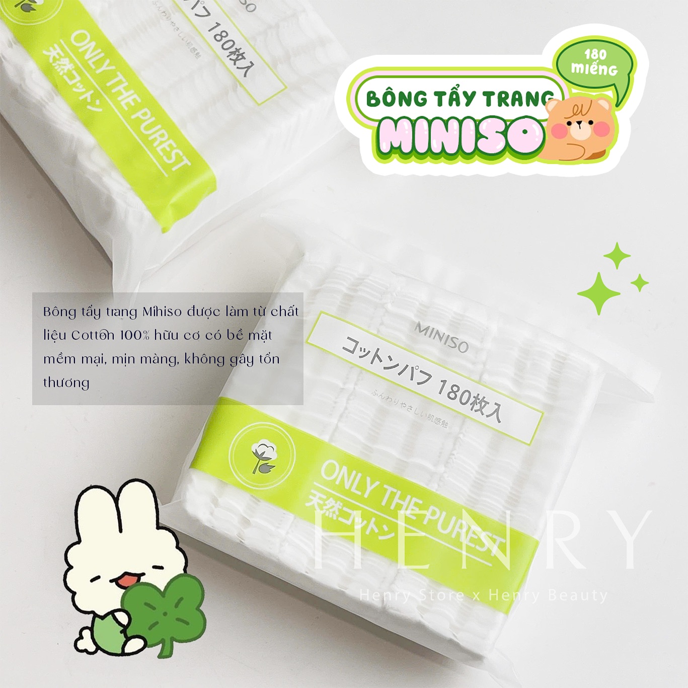Bông Tẩy Trang Miniso 180 Miếng