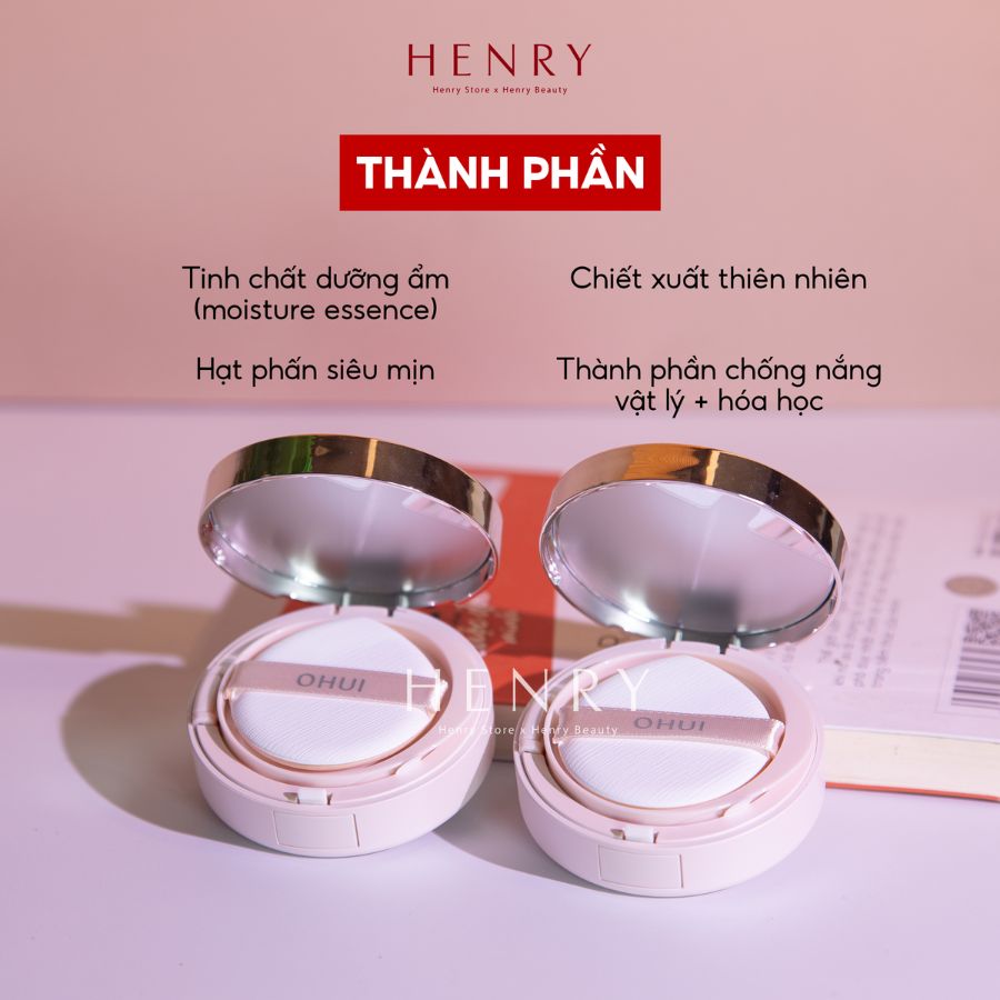 [Tách Set/ Nobox] Phấn Nước Ohui Ultimate Cover Cushion Moisture Flower Limited Edition 2026 Tone Trắng Hồng
