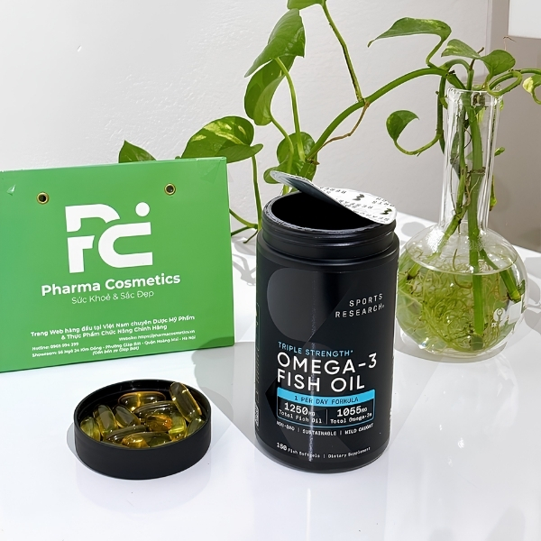 Viên Uống Dầu Cá Sports Research Triple Strength Omega-3 Fish Oil 150 Viên – Bổ Sung Omega-3 EPA & DHA