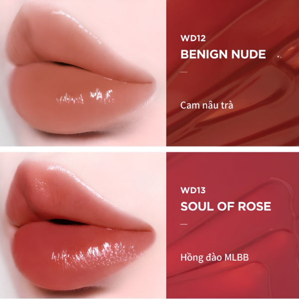 Son Tint Bóng Merzy The Watery Dew Tint #WD12 Benign Nude – Cam Nâu Trà Căng Mọng, Trong Trẻo Chuẩn Hàn
