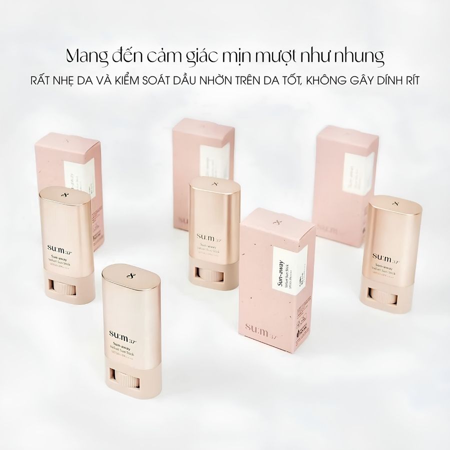 Lăn chống nắng Su:m 37 Sun-Away Velvet Sun Stick SPF50 18g – Bảo Vệ Da Hiệu Quả, Mỏng Nhẹ & Không Bết Dính