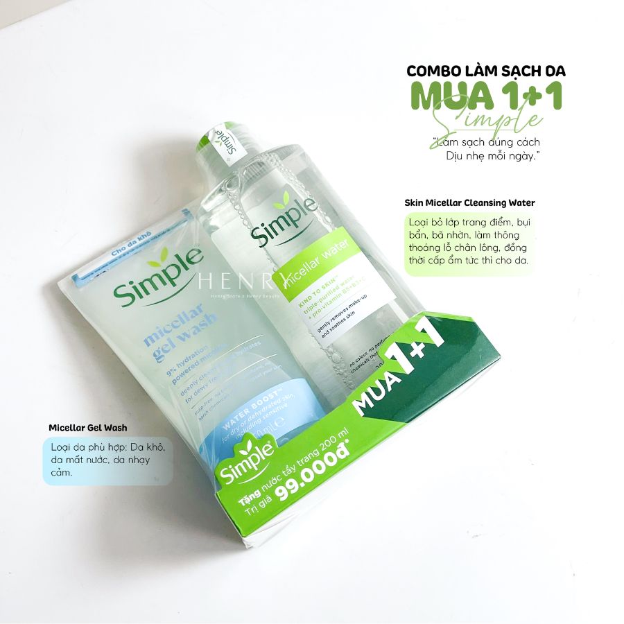 Set Làm Sạch Da Toàn Diện Simple Nước Tẩy Trang 200ml & Sữa Rửa Mặt 150ml