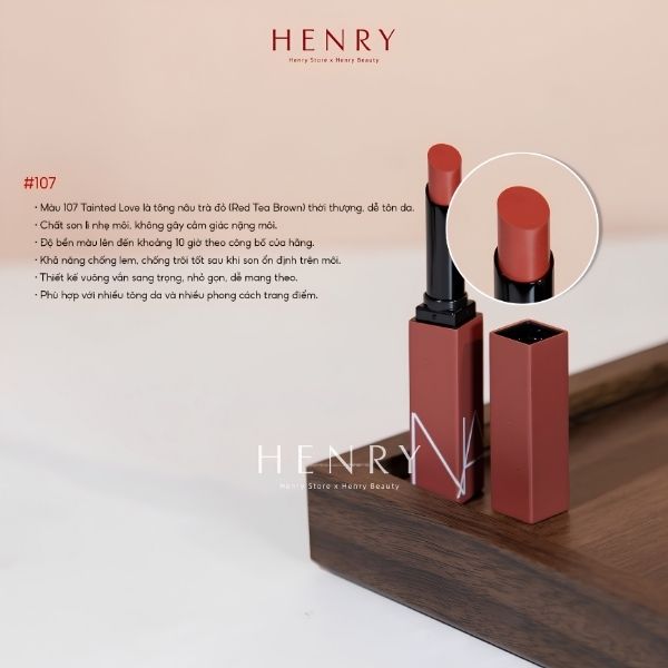 Son Lì NARS Powermatte Lipstick 107 Tainted Love – Màu Hồng Đất Thời Thượng, Mềm Mịn & Lâu Trôi