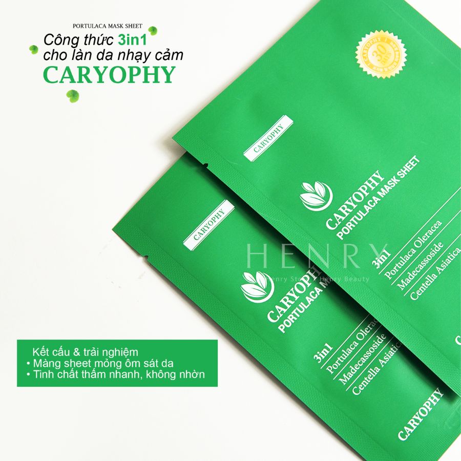 [Hàng Công Ty] Mặt Nạ Miếng Dành Cho Da Dầu Mụn Caryophy Portulaca Mask Sheet