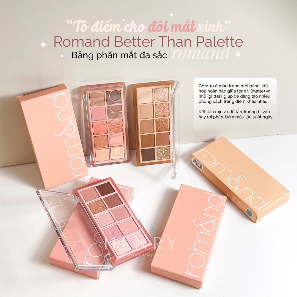[Màu 00 - 13] Bảng Phấn Mắt 10 Ô Siêu Lấp Lánh Romand Better Than Eye Palette