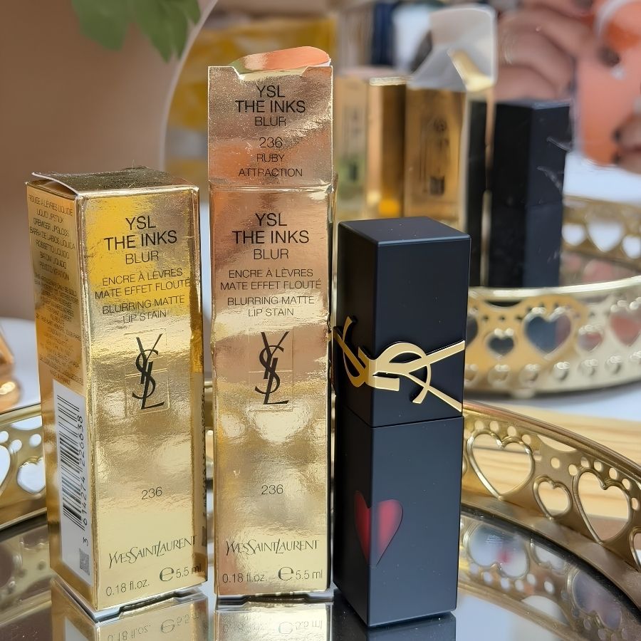 Son Kem YSL The Inks Blur màu 236 5.5ml – Sắc Hồng Đỏ Thời Thượng, Mềm Môi Chuẩn Pháp