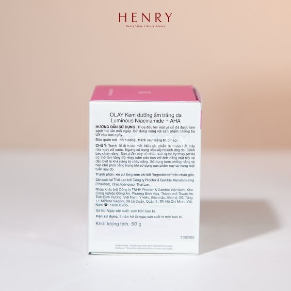 Kem Dưỡng Ẩm Olay Luminous Niacinamide + AHA Cream 50g Chính Hãng - Dưỡng Sáng Da, Mờ Thâm, Cấp Ẩm Hiệu Quả