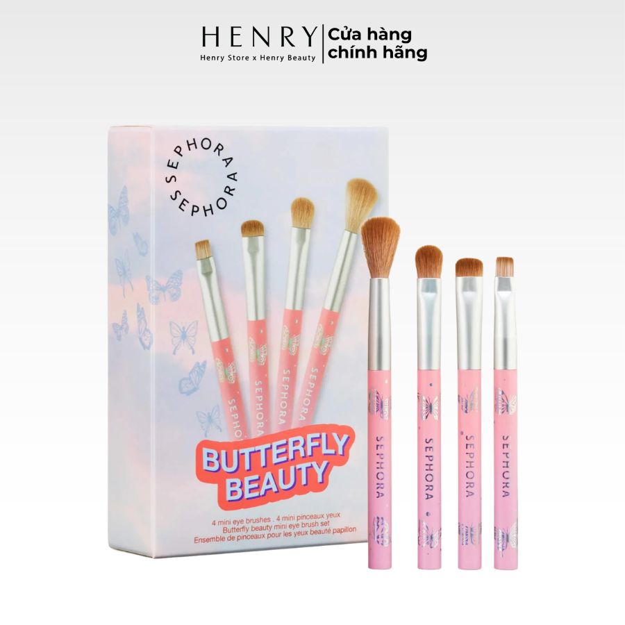 [Fullbox] Set 4 Cọ Mắt Mini Sephora Collection Butterfly Beauty Eye Brush Set Chuyên Nghiệp, Nhỏ Gọn Và Tiện Lợi Cho Mọi Kiểu Cọ Trang Điểm Mắt