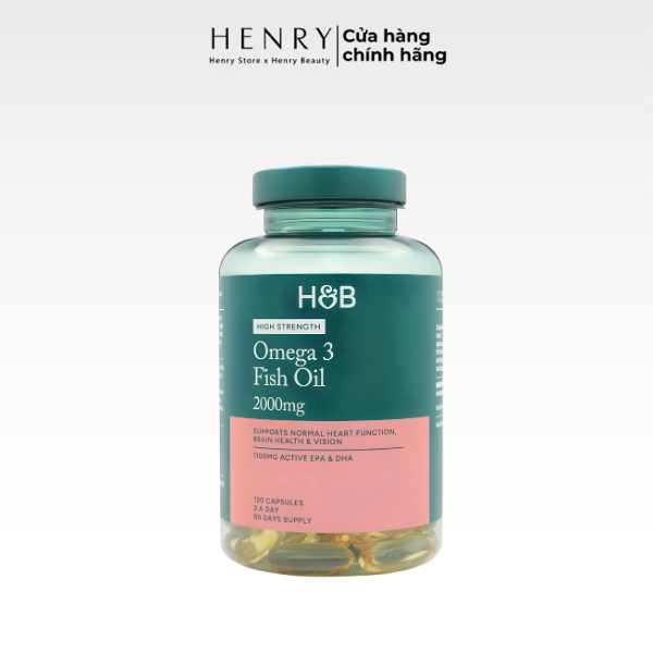 Viên Uống H&B Omega 3 Fish Oil 2000mg – Bổ Sung Omega-3 Hỗ Trợ Tim Mạch, Não Bộ & Thị Lực