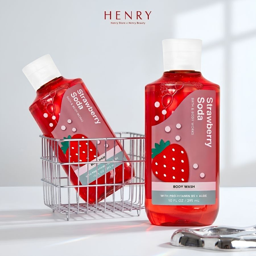 Sữa Tắm Bath & Body Works Strawberry Soda With Pro-Vitamin B5 + Aloe Body Wash 295ml