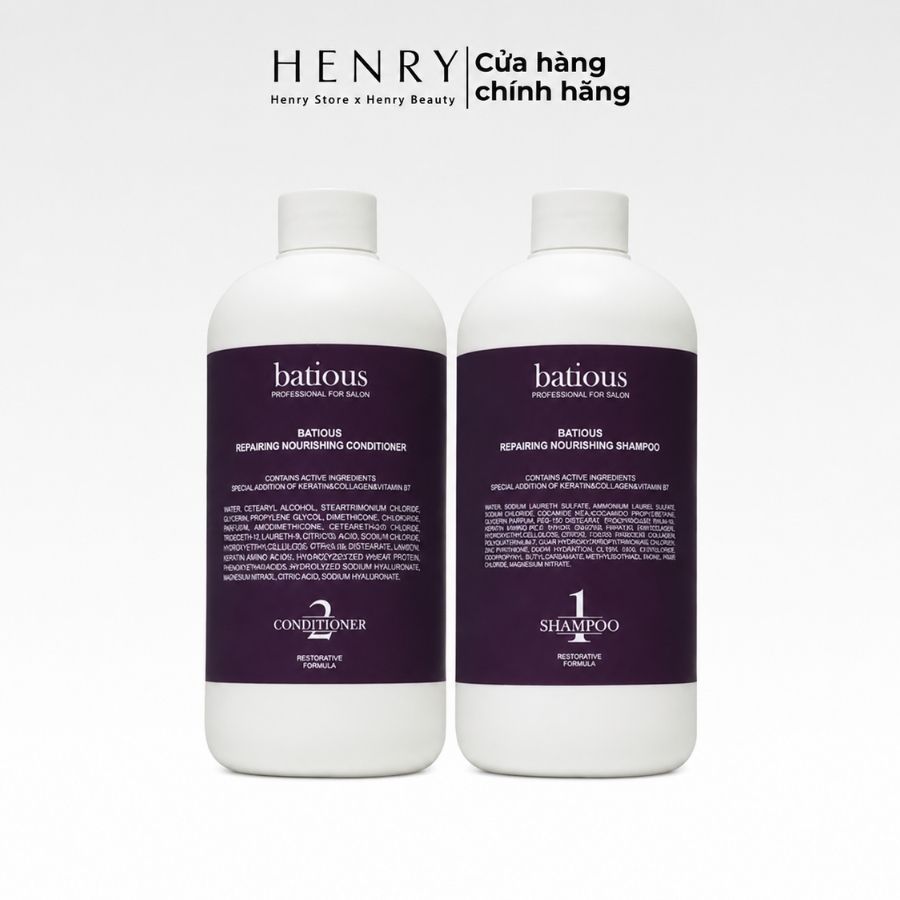 Dầu Gội/ Dầu Xả Batious Repairing Nourishing 500ml/960ml Phục Hồi Tóc Hư Tổn, Nuôi Dưỡng Tóc Bóng Khỏe Mềm Mượt