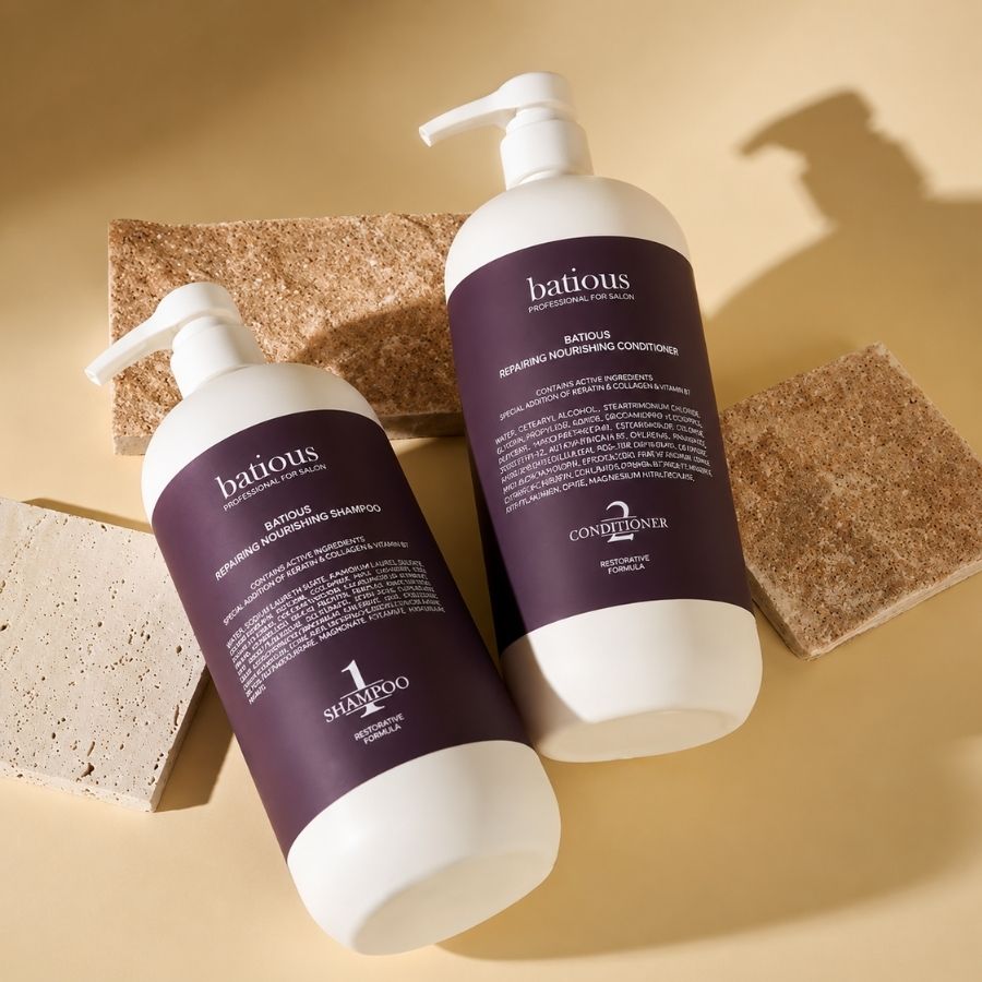 Dầu Gội/ Dầu Xả Batious Repairing Nourishing 500ml/960ml Phục Hồi Tóc Hư Tổn, Nuôi Dưỡng Tóc Bóng Khỏe Mềm Mượt