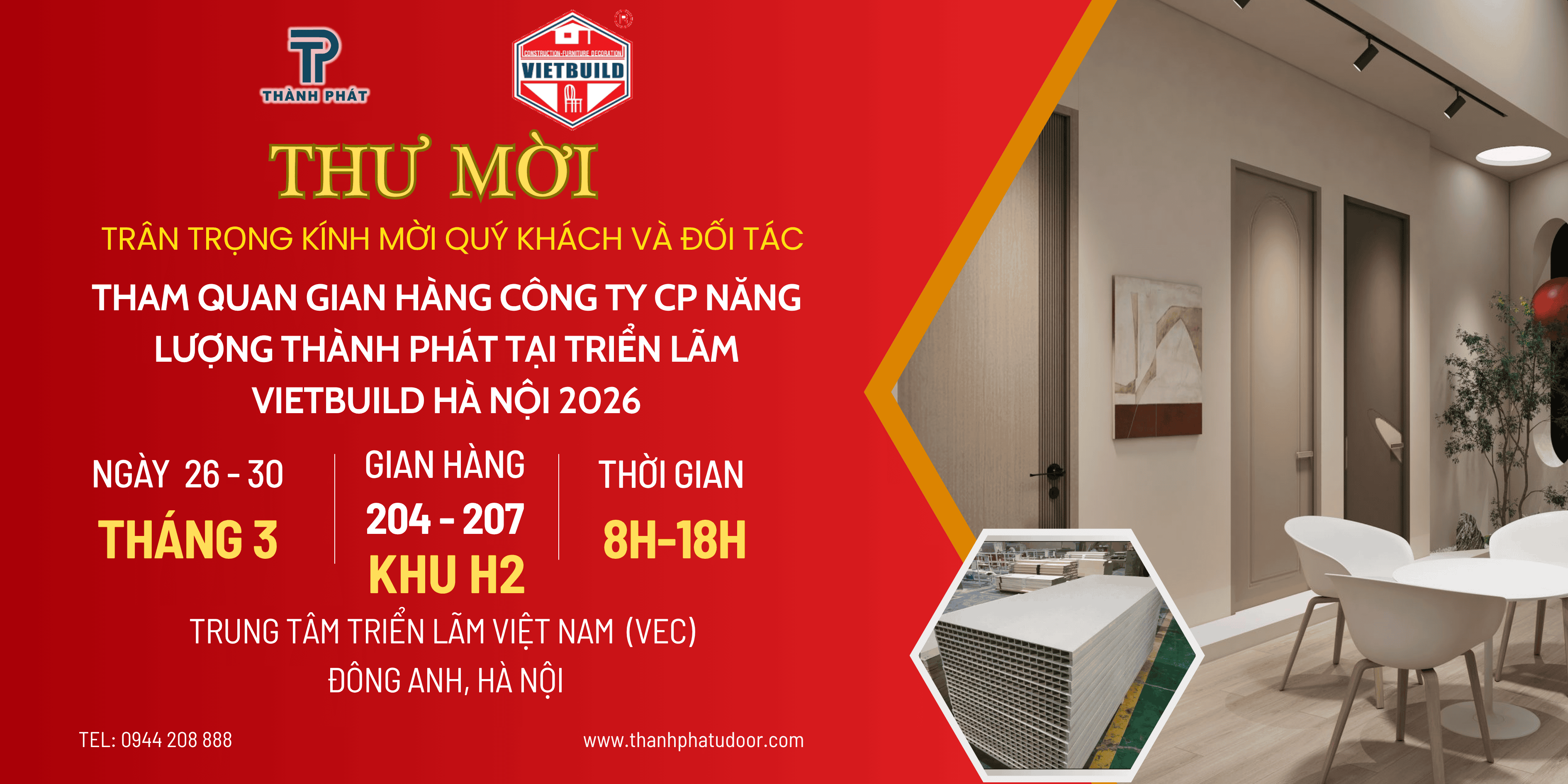THƯ MỜI THAM QUAN GIAN HÀNG CÔNG TY CP NĂNG LƯỢNG THÀNH PHÁT TẠI VIETBUILD HÀ NỘI 2026
