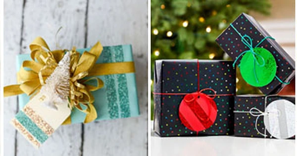 Cách gói quà noel đính kèm túi quà/thiệp cầm cầm tay
