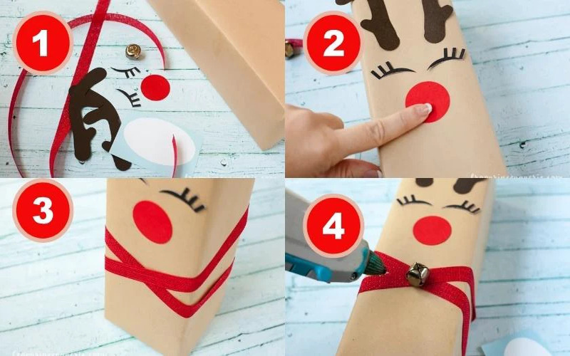 Cách gói quà hình chú tuần lộc Rudolph