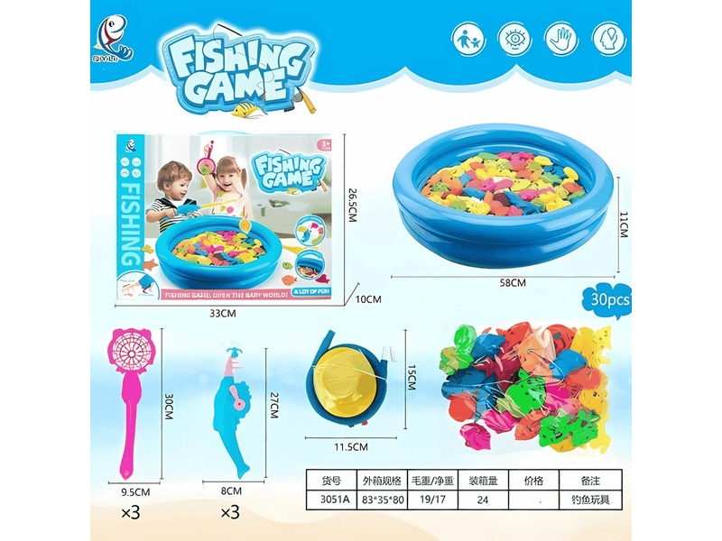 Hộp câu cá nước 3 cần + 3 vợt + phao + bơm của Toysland