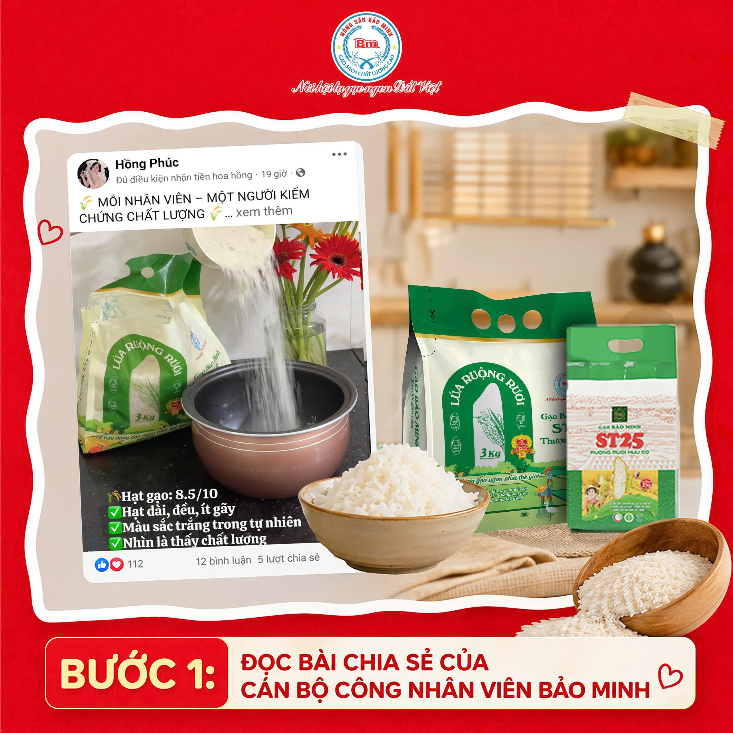 CÁCH NHẬN BIẾT GẠO ST25 THẬT VÀ CAM KẾT 100% THUẦN CHỦNG TỪ GẠO RUỘNG RƯƠI BẢO MINH