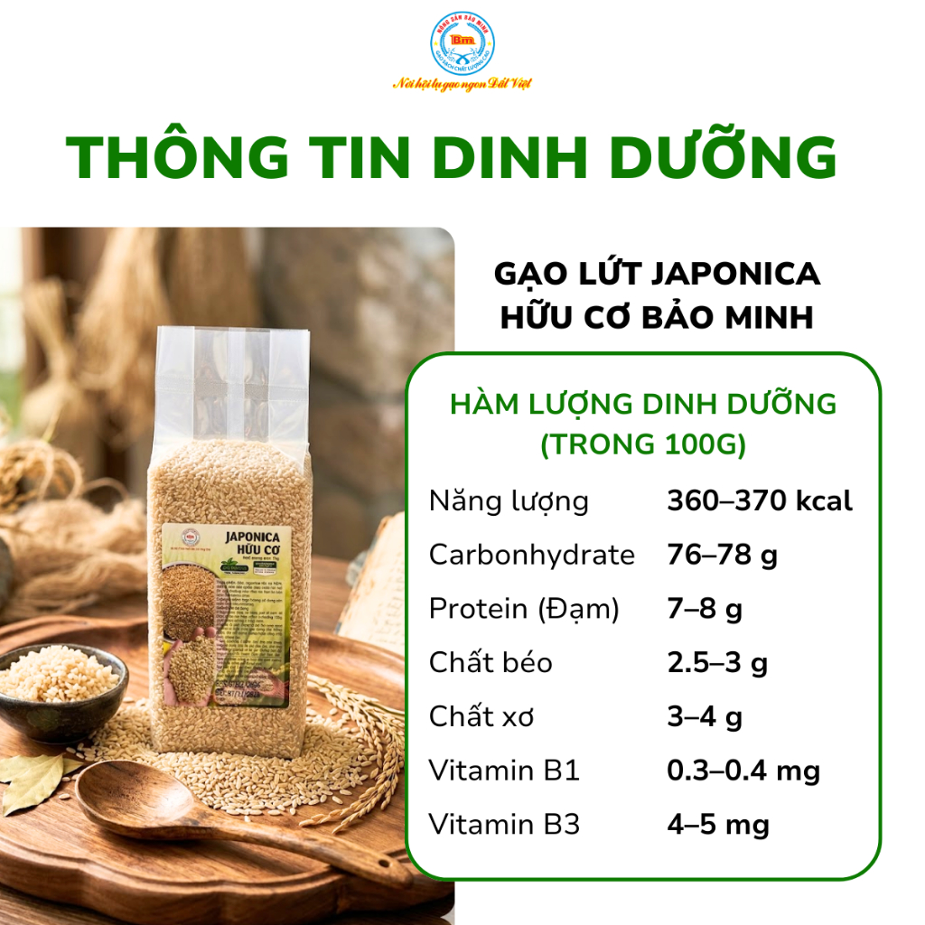 GẠO LỨT JAPONICA HỮU CƠ BẢO MINH: GIẢI PHÁP ĂN GIẢM CÂN, GIỮ DÁNG CƠM DẺO MỀM KHÔNG KHÔ CỨNG