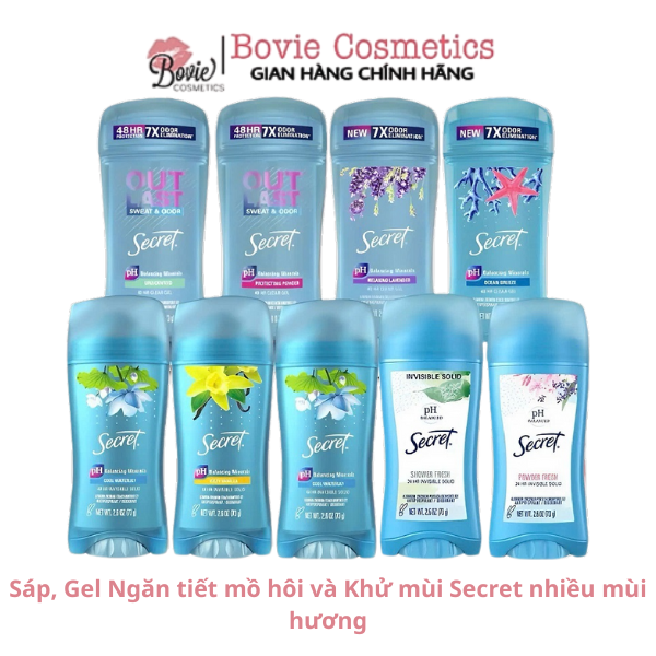 Sáp, Gel Ngăn tiết mồ hôi và Khử mùi Secret nhiều mùi hương