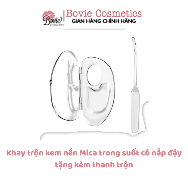 Khay trộn kem nền Mica trong suốt có nắp đậy tặng kèm thanh trộn
