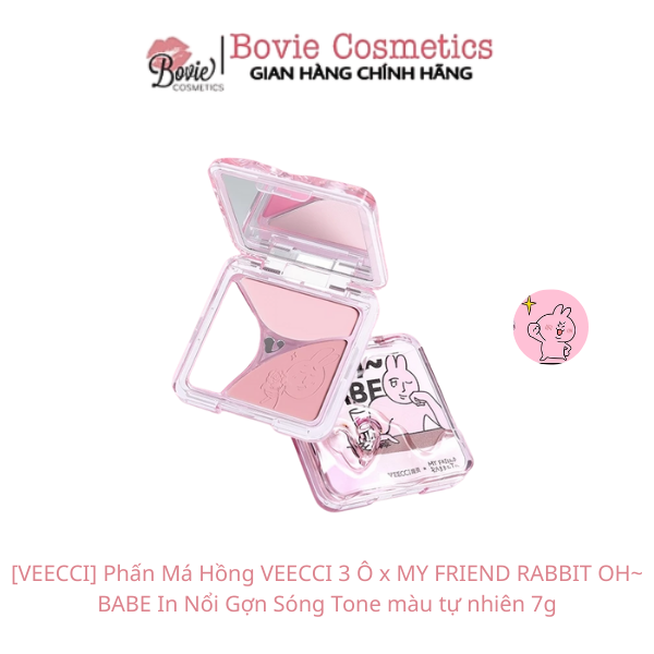 [VEECCI] Phấn Má Hồng VEECCI 3 Ô x MY FRIEND RABBIT OH~ BABE In Nổi Gợn Sóng Tone màu tự nhiên 7g