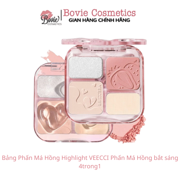 Bảng Phấn Má Hồng Highlight VEECCI Phấn Má Hồng bắt sáng 4trong1