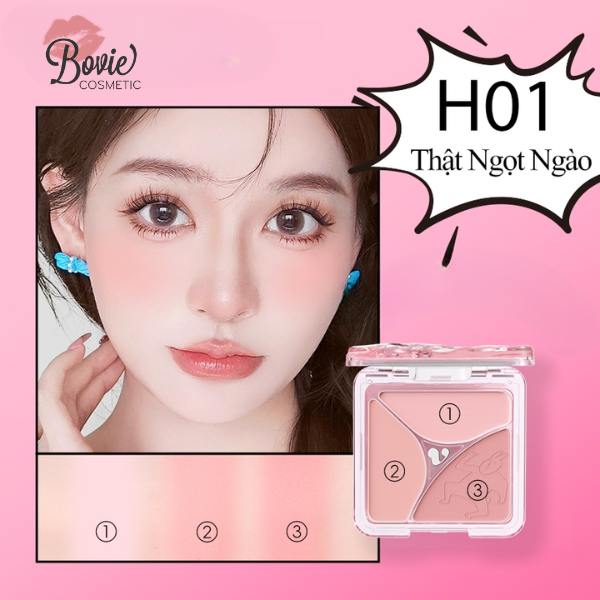 [VEECCI] Phấn Má Hồng VEECCI 3 Ô x MY FRIEND RABBIT OH~ BABE In Nổi Gợn Sóng Tone màu tự nhiên 7g