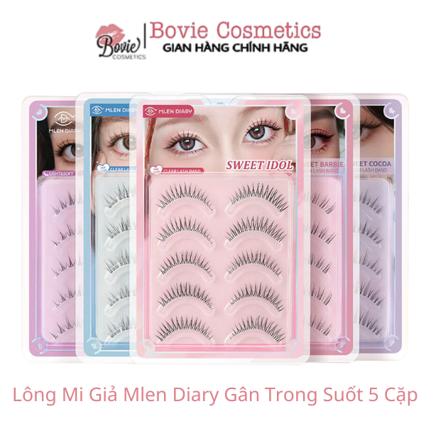 Lông Mi Giả Mlen Diary Gân Trong Suốt 5 Cặp