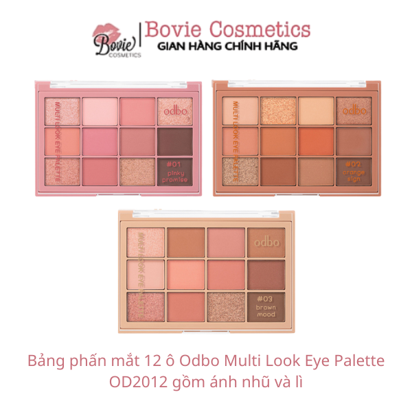 Bảng phấn mắt 12 ô Odbo Multi Look Eye Palette OD2012 gồm ánh nhũ và lì