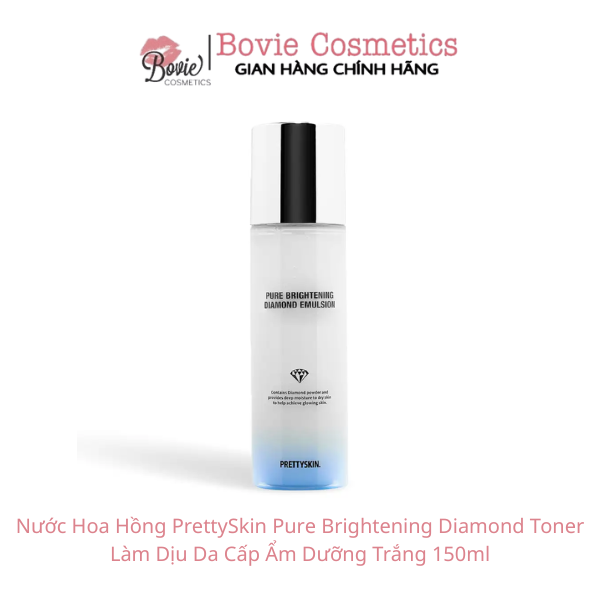 Nước Hoa Hồng PrettySkin Pure Brightening Diamond Toner Làm Dịu Da Cấp Ẩm Dưỡng Trắng 150ml
