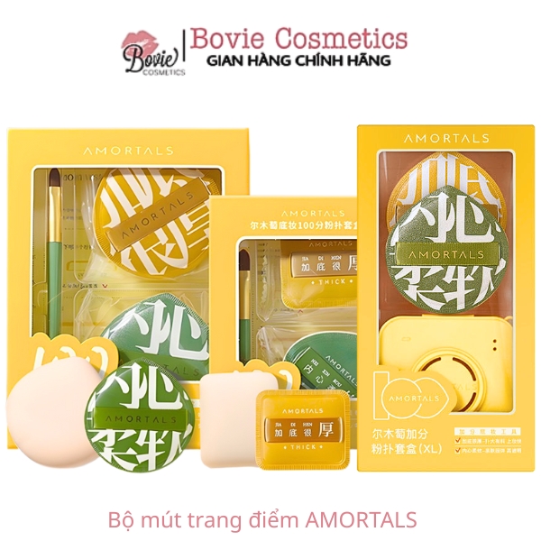 Bông Mút Trang Điểm AMORTALS Siêu Mềm Dễ Tán Kem Nền Kèm Hộp Đựng Mút Phấn