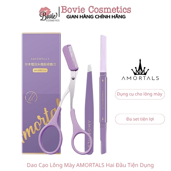 Bộ Dao Cạo Lông Mày AMORTALS Hai Đầu Tiện Dụng Dao cạo lông mày tỉa lông mày cạo râu tiện lợi