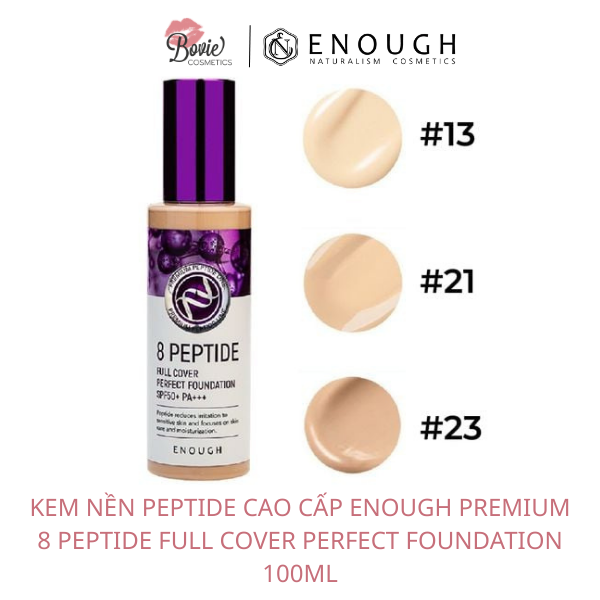 KEM NỀN PEPTIDE CAO CẤP ENOUGH PREMIUM 8 PEPTIDE FULL COVER PERFECT FOUNDATION 100ML