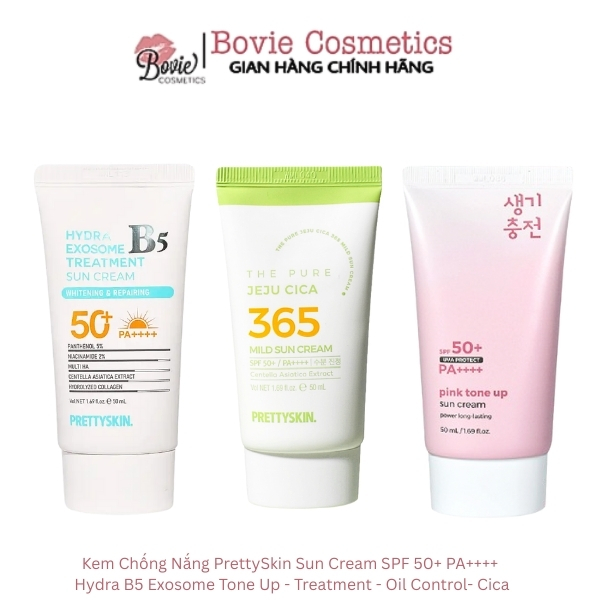 Kem Chống Nắng PrettySkin Sun Cream SPF 50+ PA++++ Hydra B5 Exosome Tone Up - Treatment - Oil Control