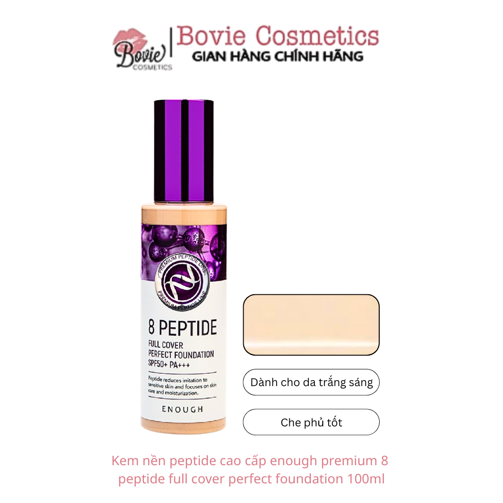 KEM NỀN PEPTIDE CAO CẤP ENOUGH PREMIUM 8 PEPTIDE FULL COVER PERFECT FOUNDATION 100ML