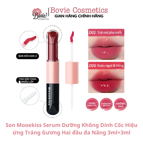 Son Mooekiss Serum Dưỡng Không Dính Cốc Hiệu ứng Tráng Gương Hai đầu đa Năng 3ml+3ml